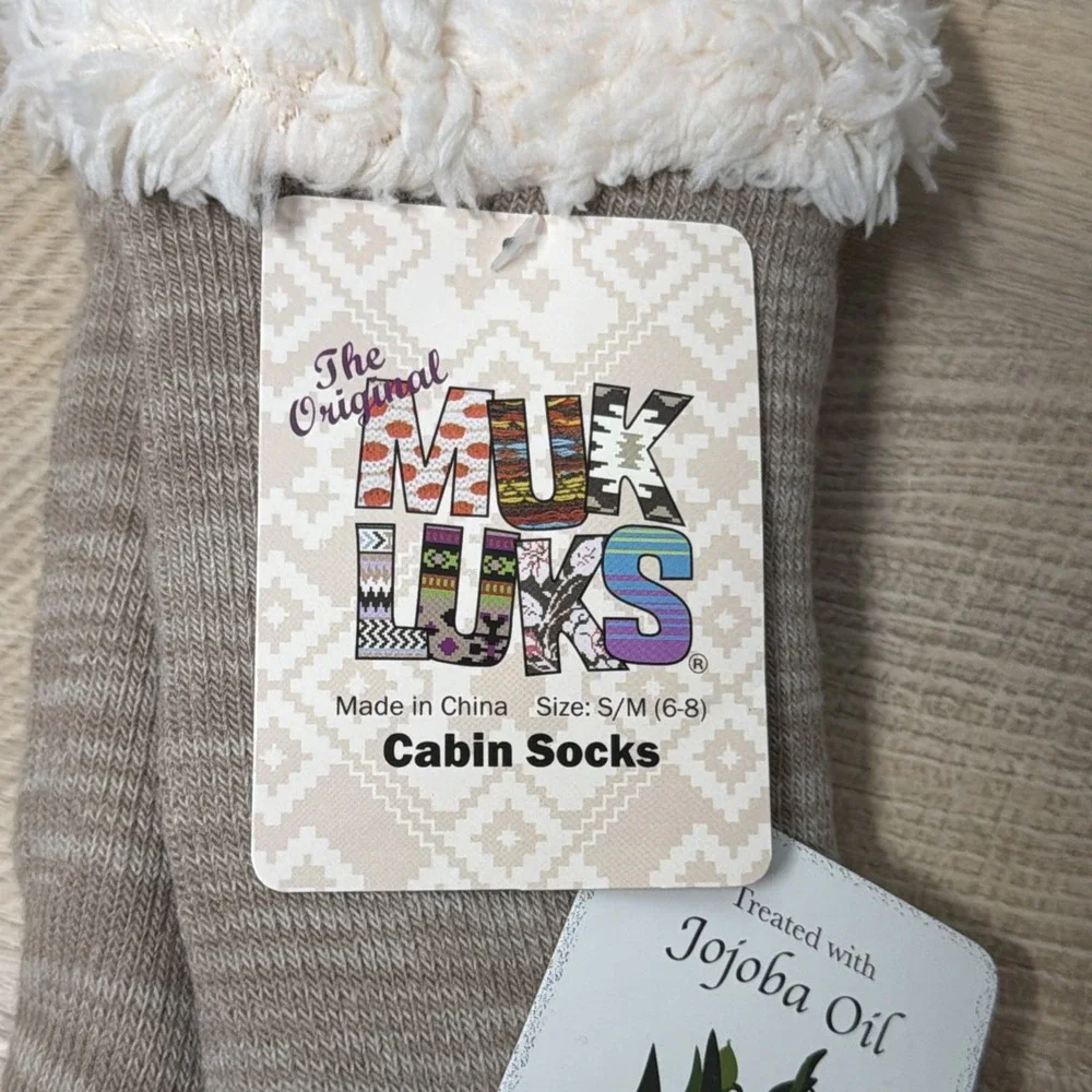 MUK LUKS Womens Cabin Socks Size S/M 6-8 Fair Isle Jojoba Infused Lined NWT